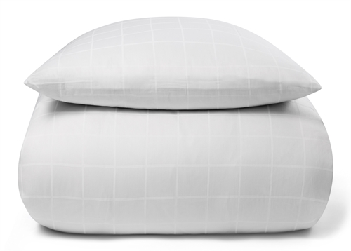 Påslakan för dubbeltäcke 200x200 cm - Mjukt, jacquardvävt bomullssatin - Rutig vit - By Night sängset