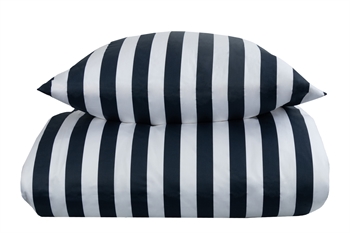 Randigt påslakanset - 140x200 cm - Mjuk bomullssatin - Nordic Stripe - Blå och vit sängkläder set