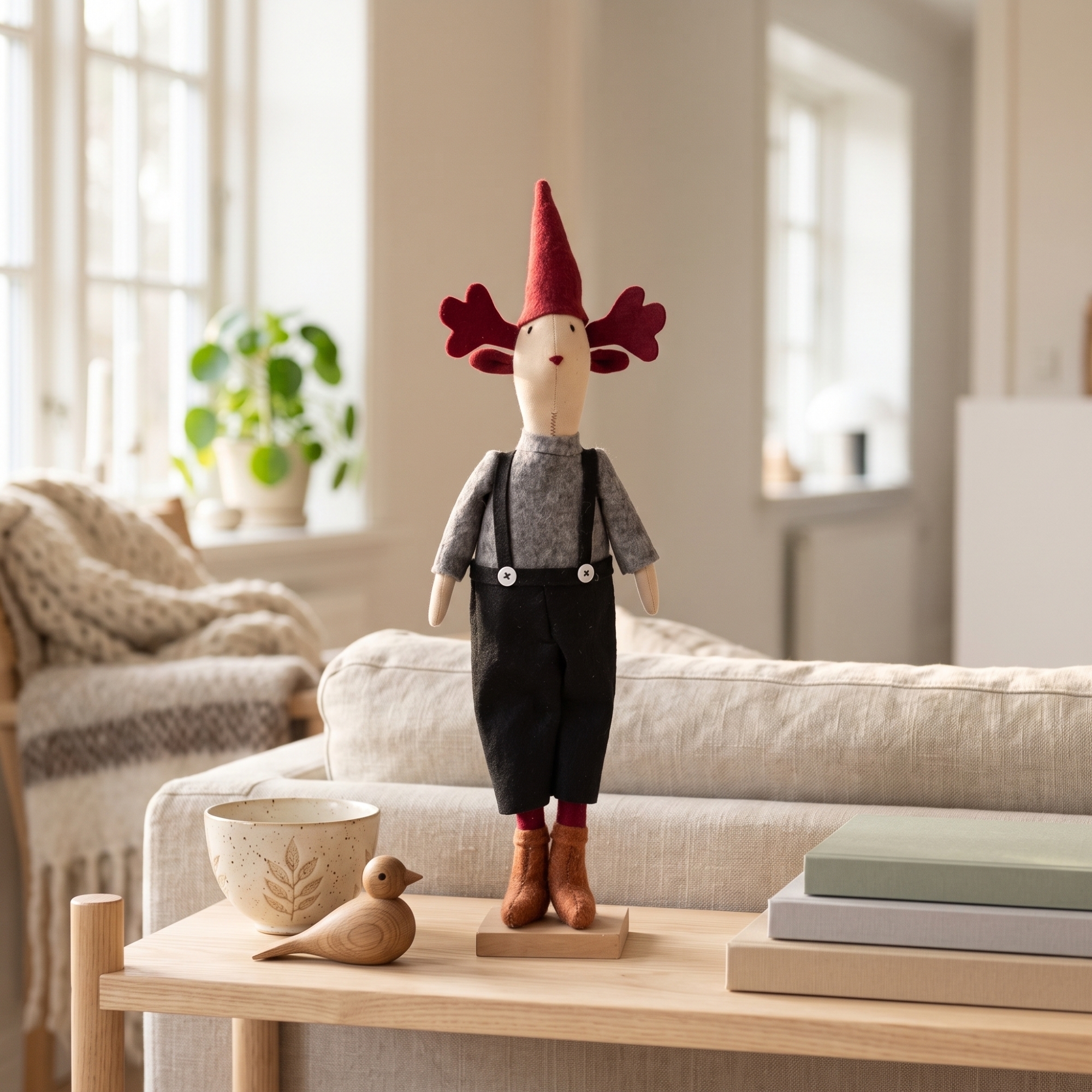 Julnisse 50 cm - Julrenpojke i läckert mjuk filt - Unika juldekorationer