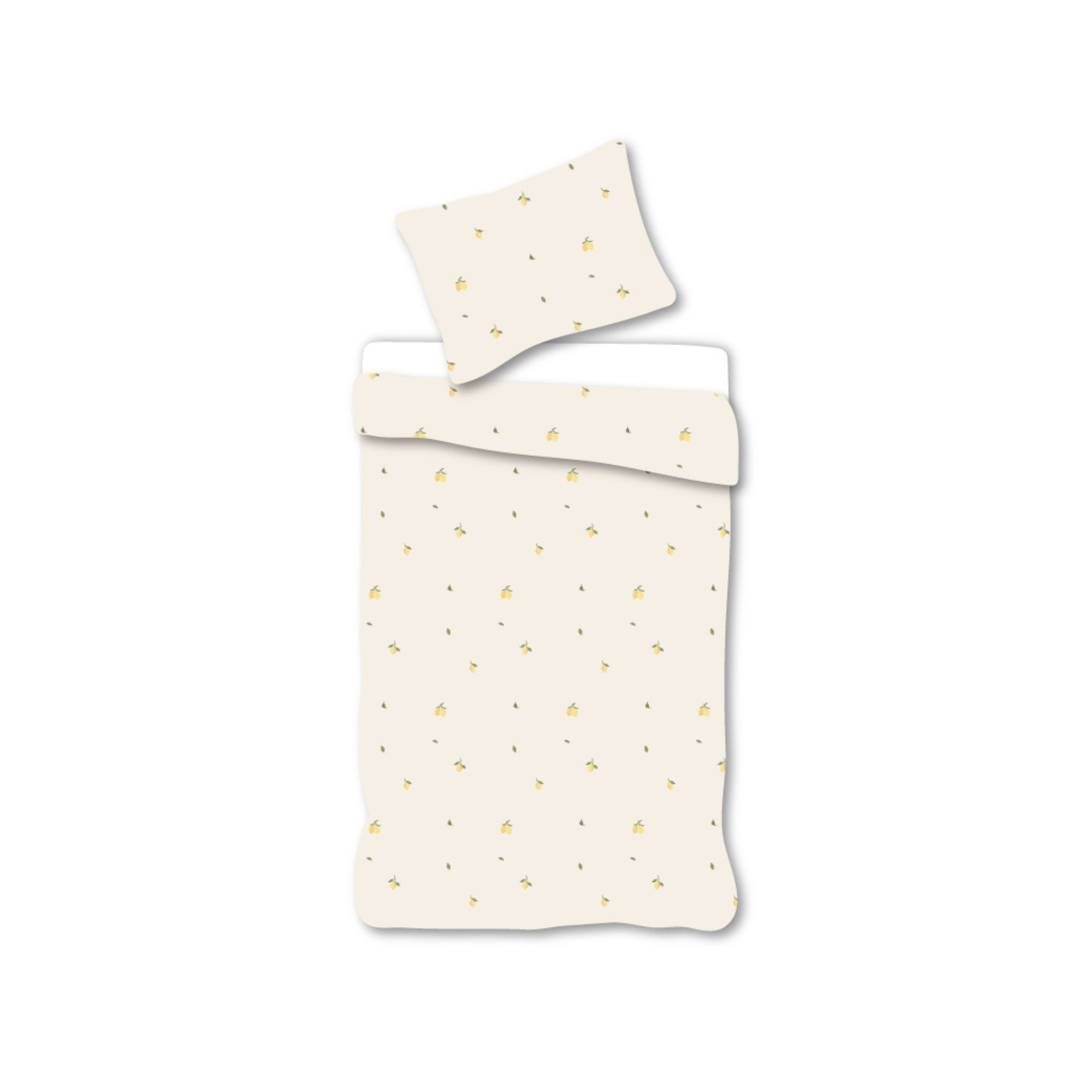 Junior sängkläder 100x140 cm - Beige påslakanset med citroner - 100% mjukt bomullssänglinne