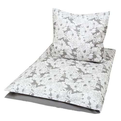 Baby sengetøy 70x100 cm - Blooming grey - 100% økologisk bomulls sengetøy - Blomstret sengetøy - Müesli