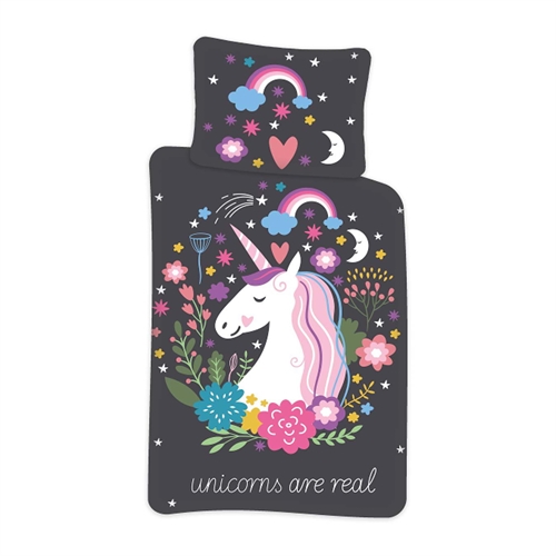 Sängkläder - 140x200 cm - Sängkläder med enhörningsmotiv som lyser i mörkret - 100 % bomullsset