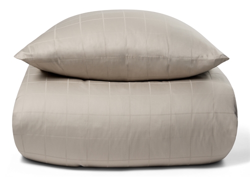 Påslakan för dubbeltäcke 200x200 cm - Mjukt, jacquardvävt bomullssatin - Rutig sand - By Night sängset