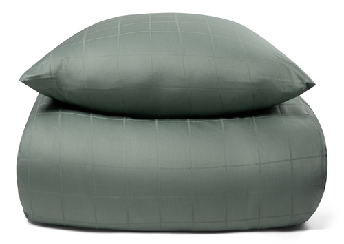 Påslakan för dubbeltäcke 200x200 cm - Mjukt, jacquardvävt bomullssatin - Rutig grön - By Night sängset