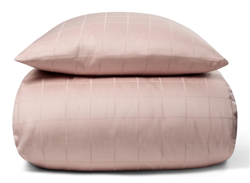 Påslakan för dubbeltäcke 200x200 cm - Mjukt, jacquardvävt bomullssatin - Rutig rosa - By Night sängset