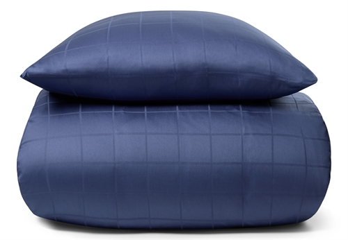 Påslakan för dubbeltäcke 200x200 cm - Mjukt, jacquardvävt bomullssatin - Rutig blå - By Night sängset