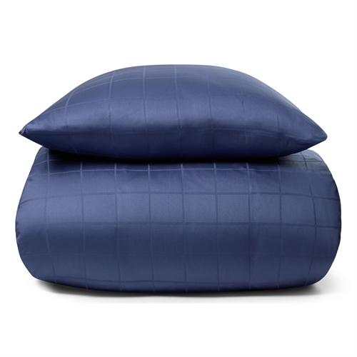 Sängkläder - 150x210 cm - Mjuk, jacquardvävd bomullssatin - Rutig blå - By Night bäddset