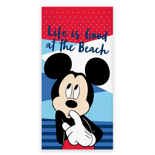 Badhandduk - Mickey Mouse handduk - Life Is Good At The Beach - 70x140 cm - 100% mjuk bomull