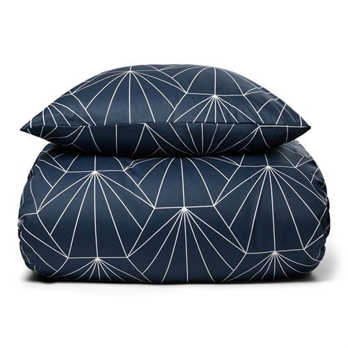 Sängkläder i bomullssatin - 140x200 cm - Hexagon blå sängkläder - 2 i 1 design - By Night sängkläder