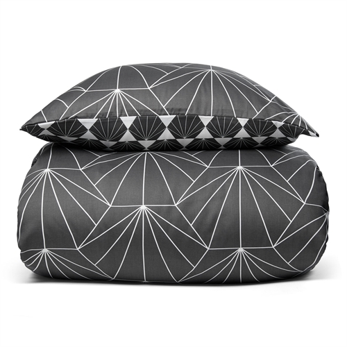 Sängkläder 140x200 cm - Hexagon grå - 2 i 1 design - 100% sängkläder i bomullssatin - By Night