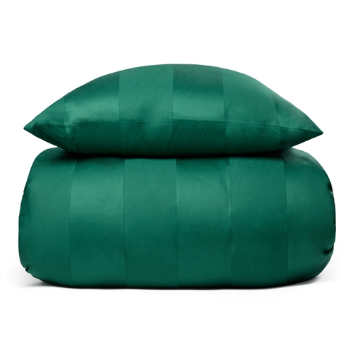 Sängkläder 140x200 cm - 100% bomullssatin - Lone grön - Randigt, jacquardvävt sängkläder - Extra mjukt sängset från By Borg