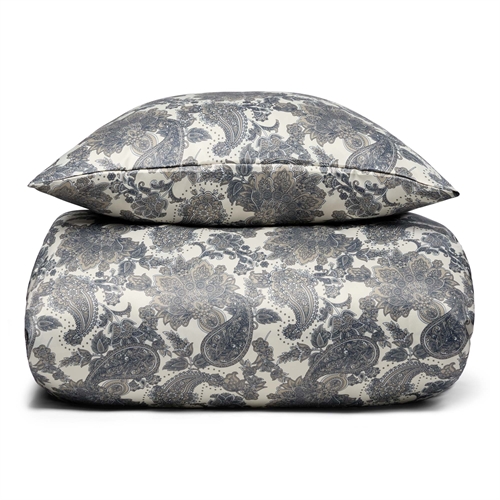 Blommigt sängkläder - Blått sängset i vändbar design - Satin sängkläder 140x200 cm - IN Style sänglinne