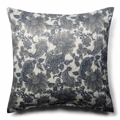 Blommigt örngott 60x63 cm - Blått örngott i vändbart design - Satin örngott - IN Style