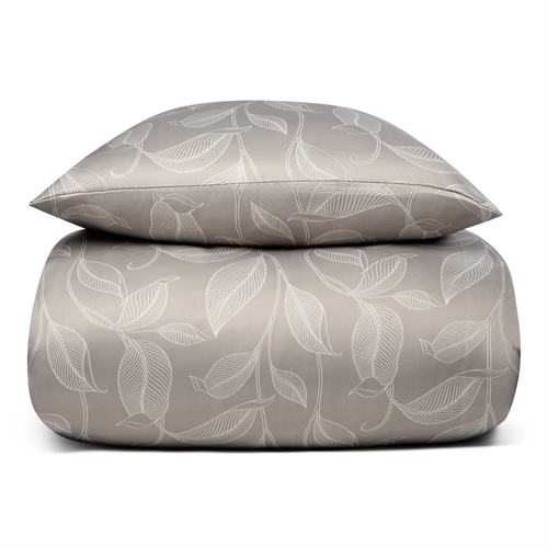 Sängkläder med blad - Sandfärgad sängset - Satin sängkläder 140x200 cm - IN Style sänglinne