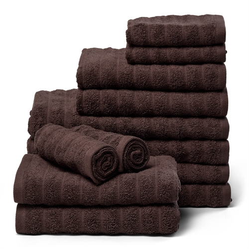 Handdukpaket 12 st. mjuka handdukar i 100% kammad bomull - Bruna handdukar från Borg Living