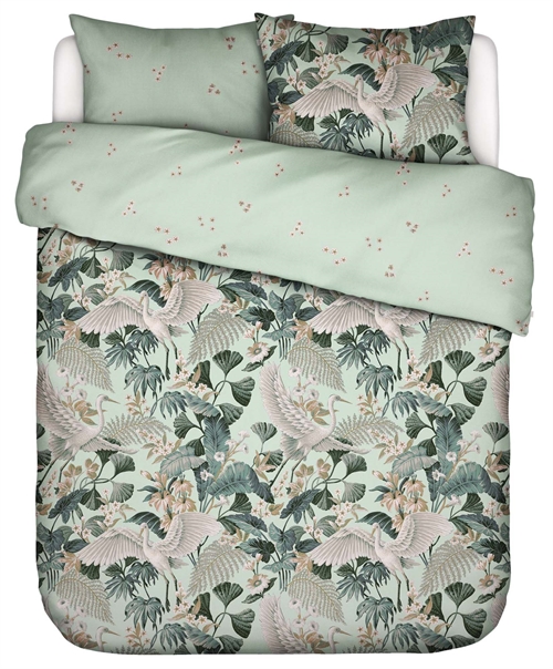 Essenza sengetøj - 200x200 cm - 100% økologisk bomuldssatin sengesæt - Diem Pistache sengelinned