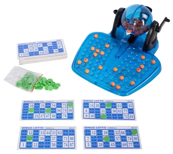Bingo med bingobrickor - blandningstrumma till alla 90 nummer