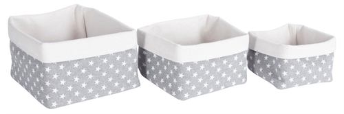 Flätade korgar - 2 st bruna med blommigt tyg