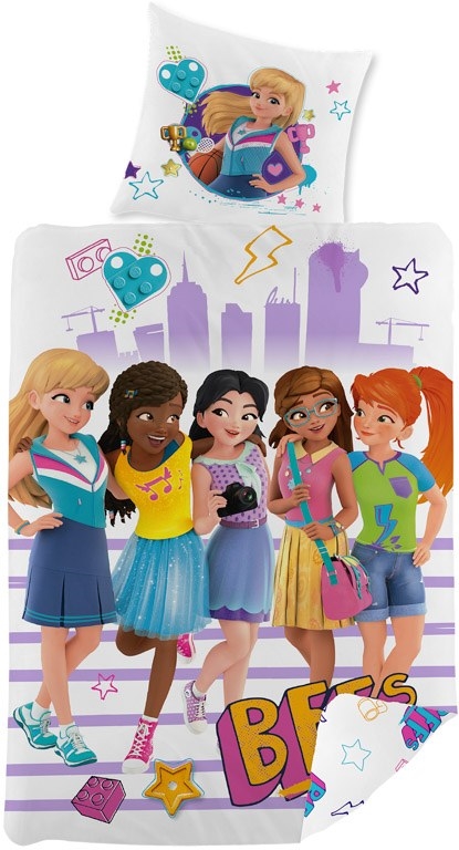 Sengetøy 140x200 cm - LEGO Friends - Dynetrekk med vendbart design - 100% bomulls sengesett