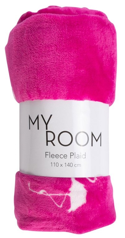 Barnfilt - Rosa flamingo - 110x140 cm - Mjuk och härlig fleecefilt - Borg Living