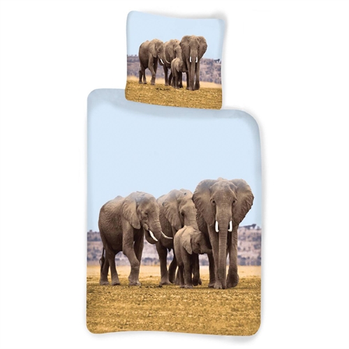 Elefant sengetøy 140x200 cm - Elefant familie - Sengesett i 100% bomull