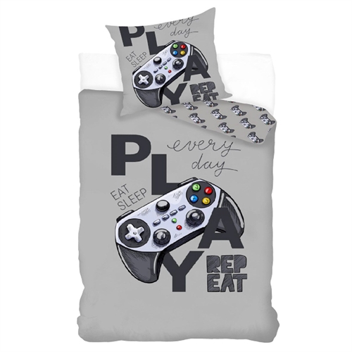PlayStation sengetøy 140x200 cm - Sengesett med kontroller - Dynetrekk med 2 i 1 design - 100% bomull