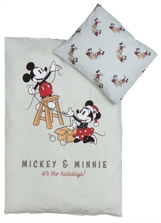 Julsängkläder till baby 70x100 cm - Mickey och Minnie - Mintgrön - 100% bomull 