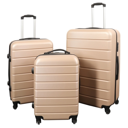 Resväskor - Set om 3 - Exklusivt hardcase resväskset - Guldfärgad med ränder