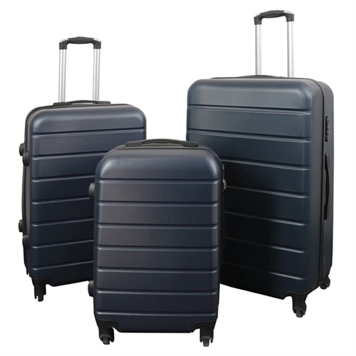 Resväskset - 3 st. - Exklusiva hardcase billiga resväskor - Mörkblå med ränder