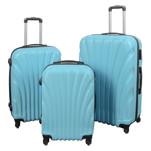 Resväskset - 3 st. - Praktisk hardcase lättvikt resväska - Mussla ljusblå