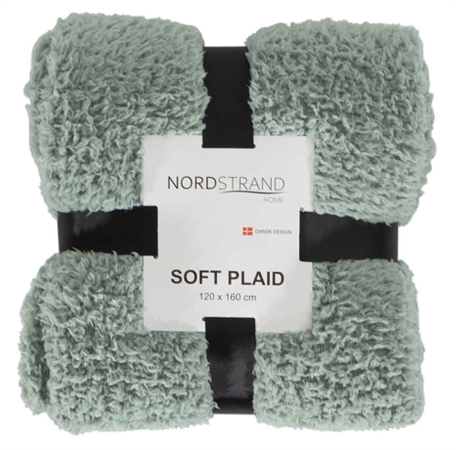 Pläd i teddyfleece - 120x160 cm - Dämpad grön - Mjuk filt från Nordstrand