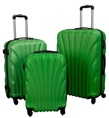 Rullväskor i set - 3 st - Praktiska hardcase billiga resväskor - Mussla grön