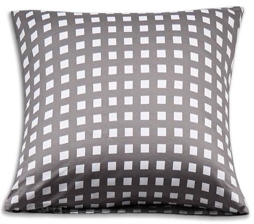 Bambu kuddfodral - 100% naturlig bambu - 60x63 cm - Grå rutig - Satinvävt kuddfodral