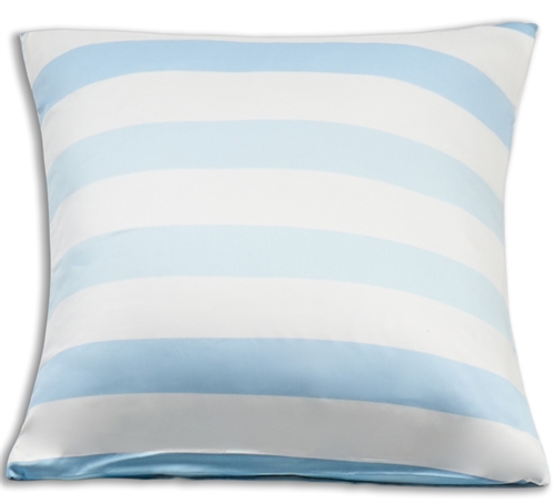 Kuddfodral i bambu - 100 % naturlig bambu - 60x63 cm - Blå breda ränder - Satinvävt