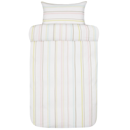 Vävt kreppsängkläder - Randigt sängset i 100% mjuk bomull - 140x200 cm - Kreppsängkläder - Minna multi - Høie Of Scandinavia