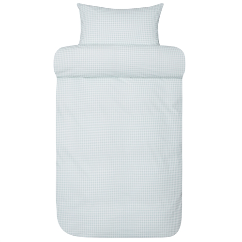 Rutigt sängkläder - 100% extra fin bomull - 140x200 cm - Nils aqua - Sänglinne från Høie of Scandinavia