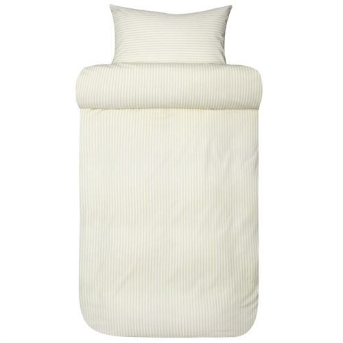 Randigt sängkläder 140x220 cm - 100% extra fin bomull - Tor lime - Sänglinne från Høie of Scandinavia