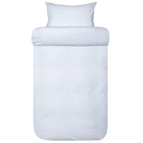 Randigt dubbelt sängkläder 200x220 cm - 100% extra fin bomull - Tor ljusblå - Sänglinne från Høie of Scandinavia