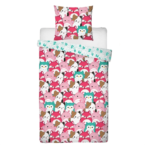 Squishmallows sengetøy av flanell 140x200 cm - Squishmallows 2-i-1 sengesett - Dynetrekk i 100% bomull