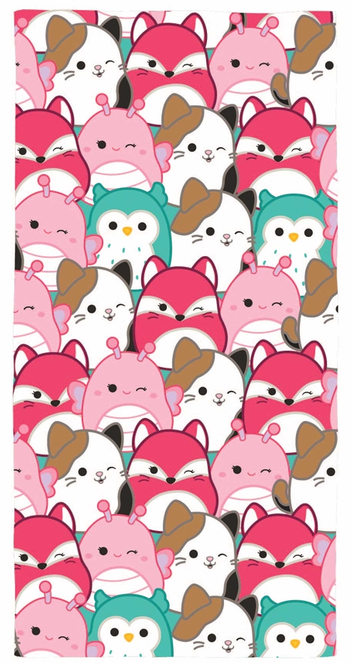 Squishmallows handduk - 70x140 cm - 100% bomull - Mjuk badhandduk med de söta nallarna