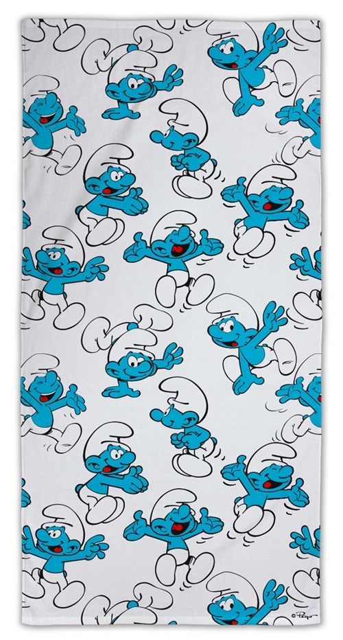 Smurfarna handduk - 70x140 cm - 100% bomull - Mjuk badhandduk med smurfarna