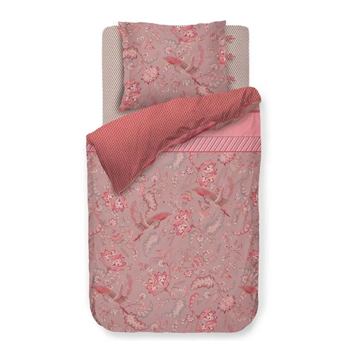 Blommiga sängkläder - 140x220 cm - Royal Birds Khaki - Sängkläder med dubbelsidig design - 100 % bomull - Pip Studio