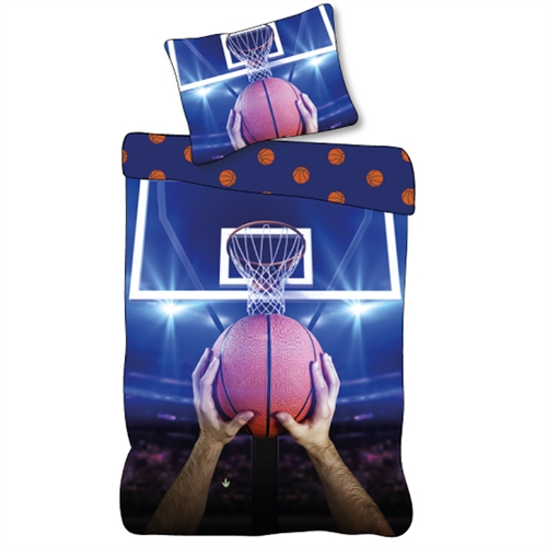 Basketball sengetøy 140x200 cm - Vendbart sengesett med basketballmotiv - 100% mykt bomulls sengetøy