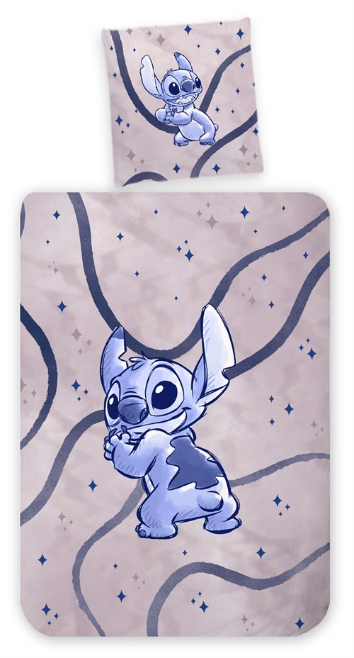 Stitch sengetøy 100x140 cm - Junior sengesett med Stitch - Vendbart motiv - 100% bomull sengelinned