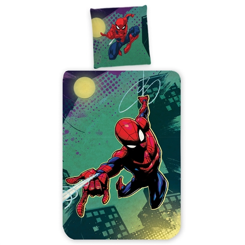 Spiderman sengetøy 100x140 cm - Junior sengesett med Spiderman - Vendbart motiv - 100% bomulls sengetøy