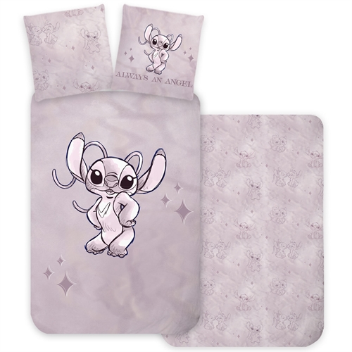 Lilo och Stitch sengetøy 140x200 cm - Vändbart sengesett med Angel - 100% mjukt bomullssengetøy