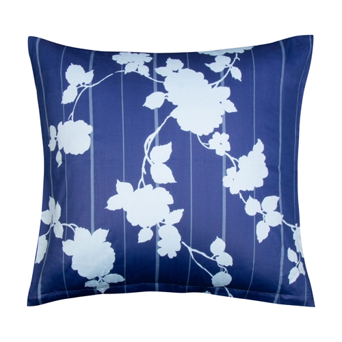 Extra mjukt örngott 60x63 cm - 100% bomullssatin - Blommigt blått örngott - 300 TC örngott från By Borg