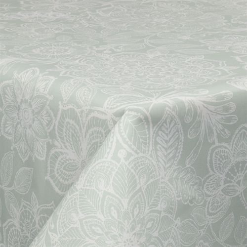 Textil vaxduk med akrylbeläggning - Flower light grey - 140 cm bred - På metervis