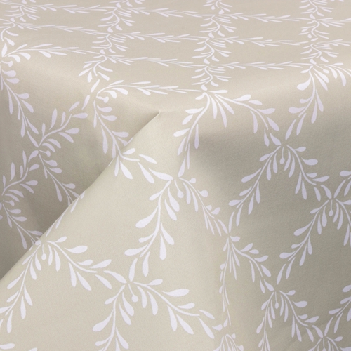 Textil vaxduk med akrylbeläggning - Leaf wreath brown - 140 cm bred - På metervis