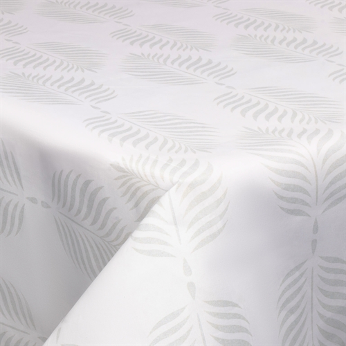 Textil vaxduk med akrylbeläggning - Leaf light grey - 140 cm bred - På metervis
